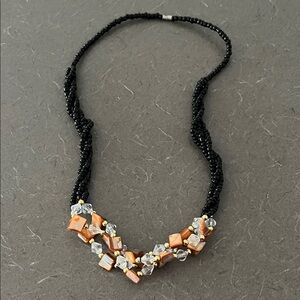 Elegant Black and Orange Beaded Necklace